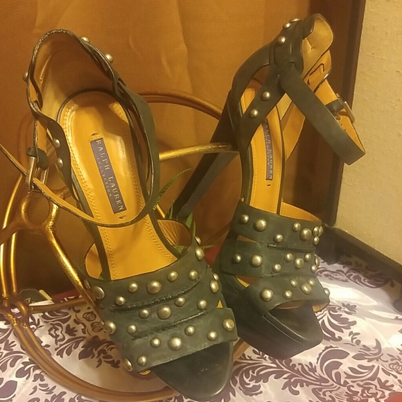 Ralph Lauren Purple Label Vachetta Leather heels - Picture 2 of 6